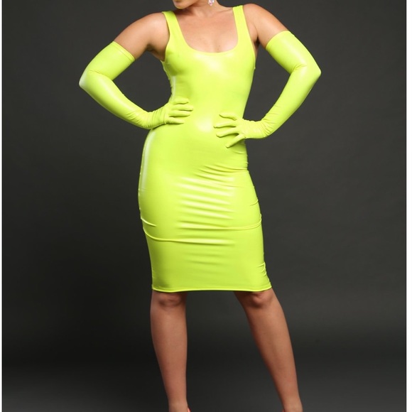 Laina Rauma Dresses | Neon Latex Fitted Dress | Color: Yellow | Size: M | Monarkashop's Closet